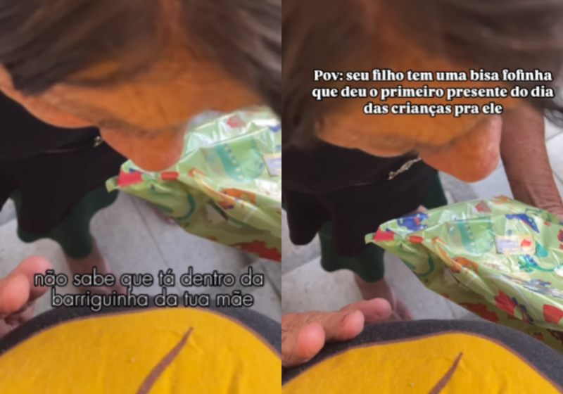 Bisa conversa com netinho na barriga da mãe e derrete corações nas redes; vídeo