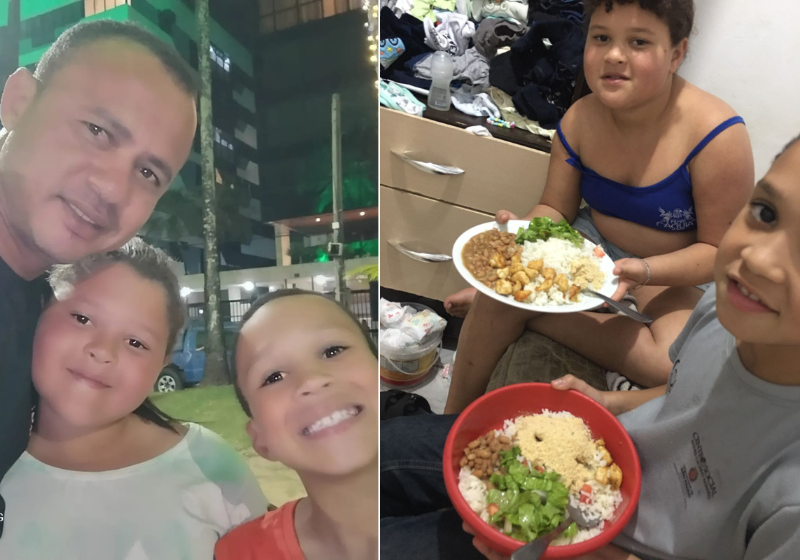 Vendendo doce para sustentar 2 filhos pequenos, pai solo pede ajuda para não passar fome