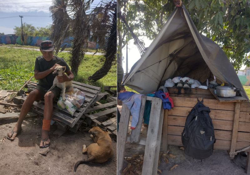 Idoso doente que vive abandonado à beira de lagoa precisa de ajuda urgente