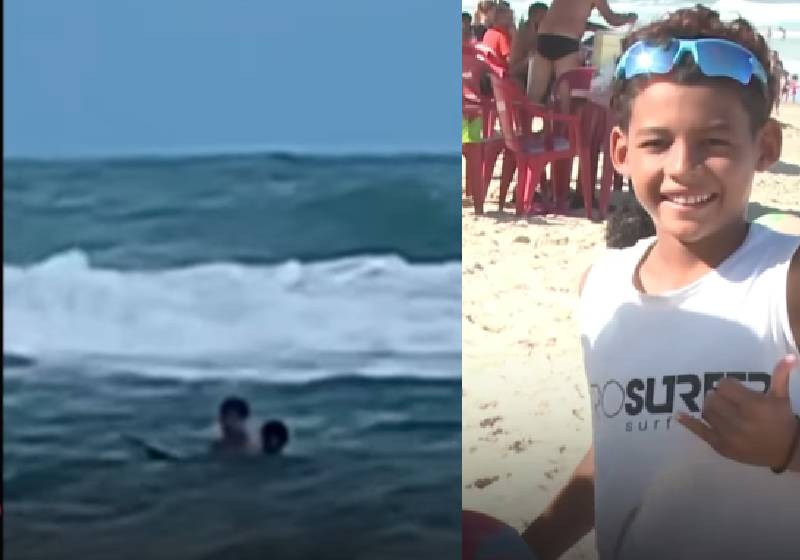 Menino surfista de 11 anos joga prancha e salva turista de afogamento